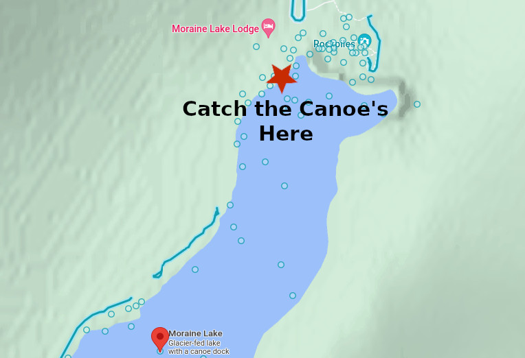 Map to the canoe's at Moraine Lake.