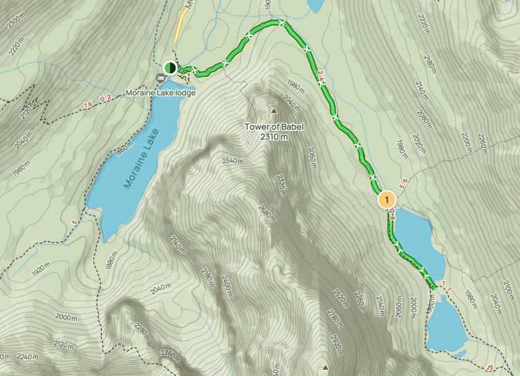 Map of Consolation Lakes and Moraine Lake.