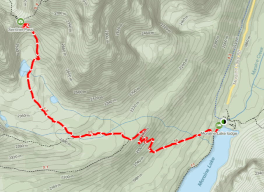 Map to Sentinel Pass.